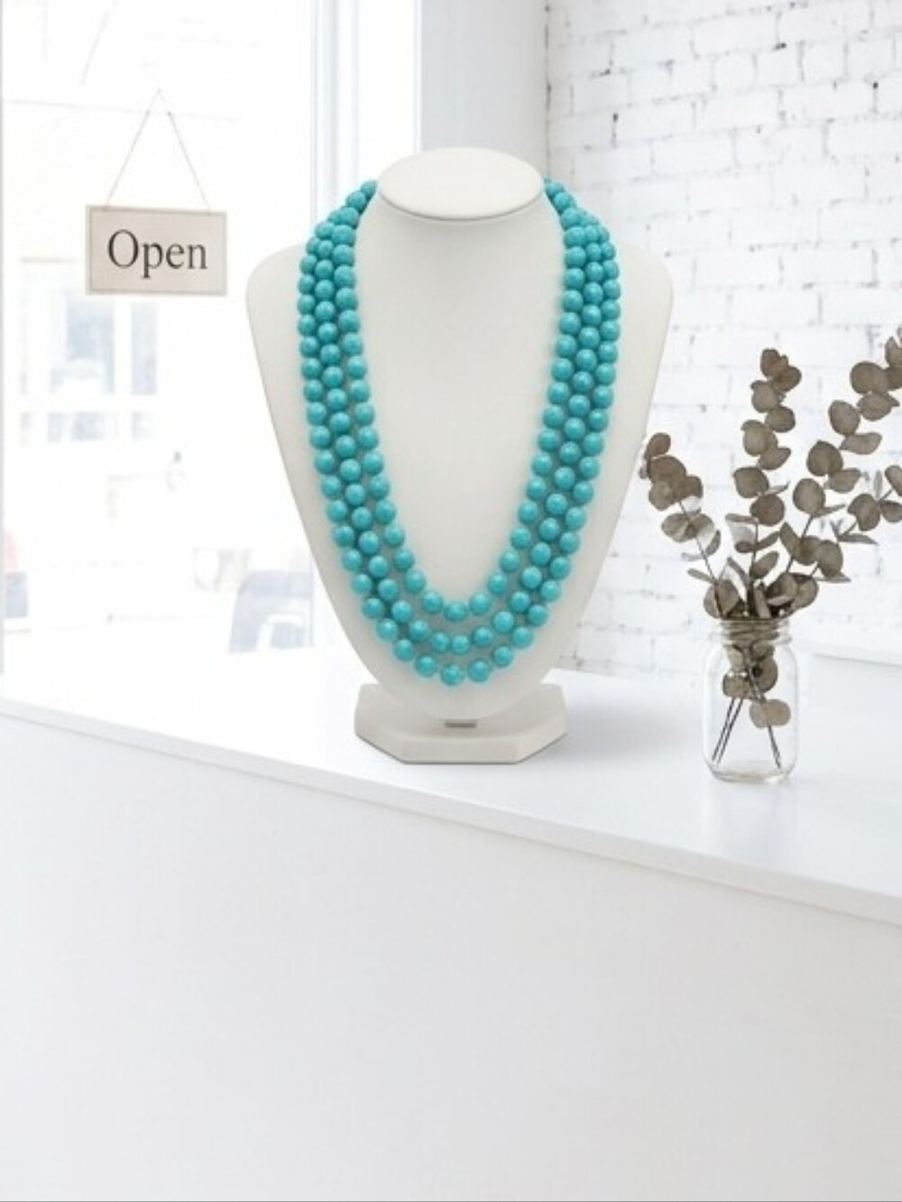 Turquoise Triple-Strand Beaded Necklace - Women Jewelry Necklaces